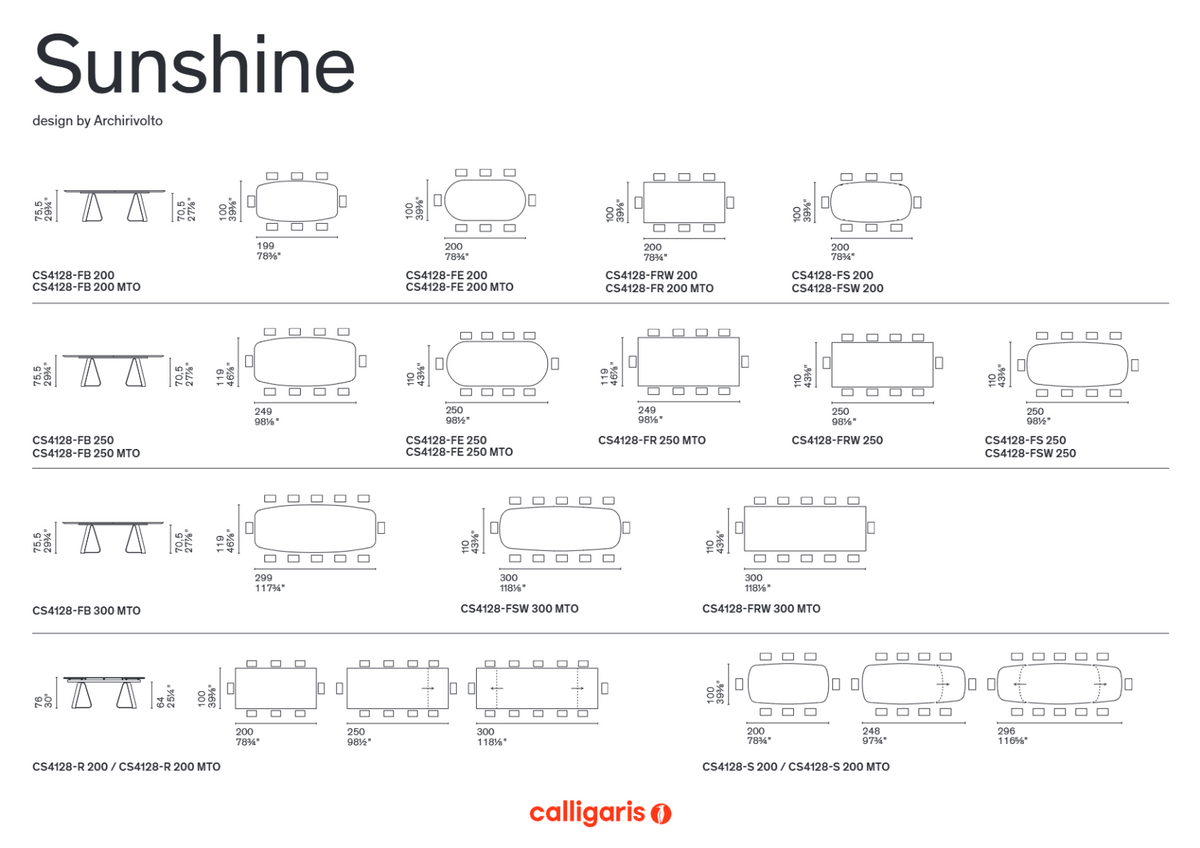 Sunshine table specifications